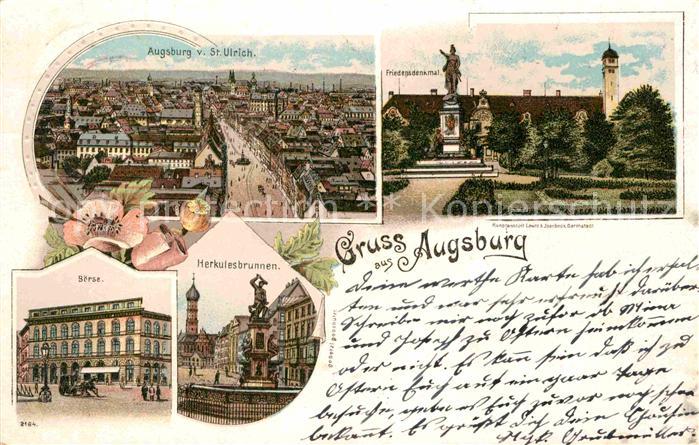 Augsburg Friedensdenkmal Boerse Herkulesbrunnen