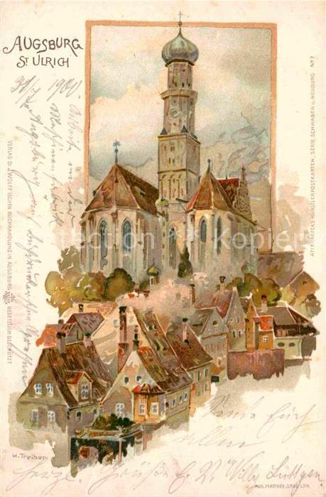 Augsburg St. Ulrich Kuenstlerkarte H. Treiber