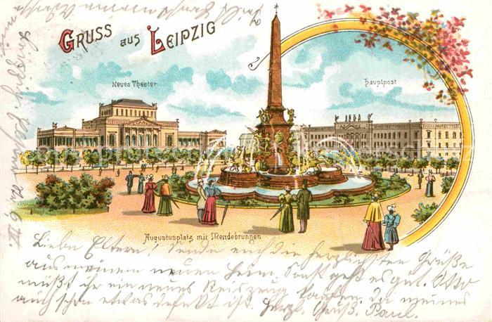 LEIPZIG Sachsen Hauptpost Neues Theater Augustusplatz Mendebrunnen