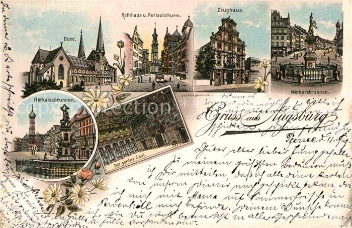 Augsburg Merkursbrunnen Zeughaus Rathaus Dom
