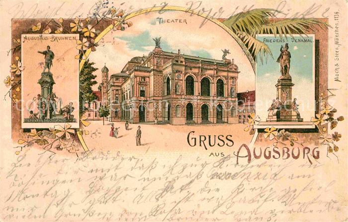 Augsburg Friedens-Denkmal Augustus-Brunnen Theater