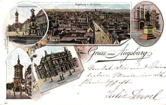 Augsburg Fuggerdenkmal Herkulesbrunnen Theater