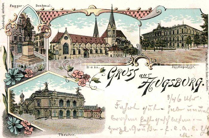 Augsburg Dom Justizpalast Theater Fuggerdenkmal