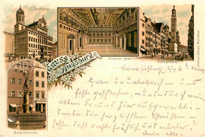 Augsburg Perlachturm Goldener Saal Merkurbrunnen