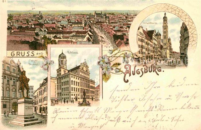 Augsburg Rathaus Fuggerdenkmal Perlachturm