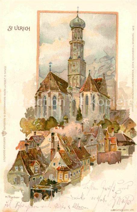 Augsburg St. Ulrich Kuenstlerkarte H. Treiber