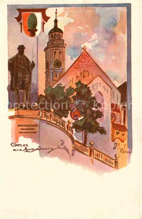 AUGSBURG  CITY Denkmal Kirche Kuenstlerkarte