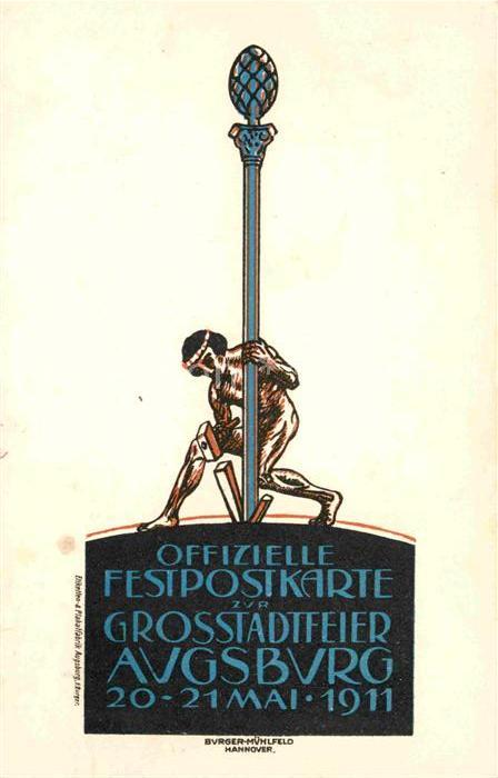 Augsburg Festpostkarte Grosstadtfeier