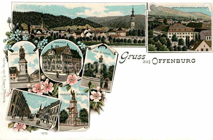 Offenburg Rathaus Drake-Denkmal Bahnhofstrasse