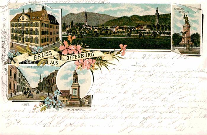 Offenburg Drakedenkmal Bahnhofstrasse Gasthaus Kriegerdenkmal