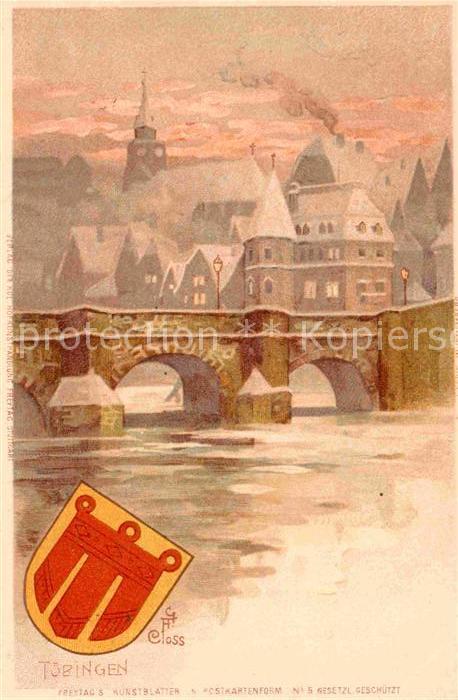 TueBINGEN BW Bruecke Kuenstlerkarte