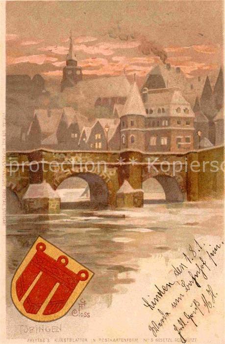 TueBINGEN BW Alte Bruecke Kuenstlerkarte Closs
