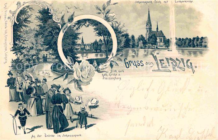 LEIPZIG Sachsen Katholische Kirche Pleissenburg Bruecke Johhnnapark Lutherkirche
