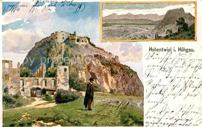 Hohentwiel Kuentlerkarte L. Zorn Burgruinen