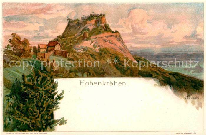 Singen Hohentwiel Hohenkraehen Kuenstlerkarte C. Biese