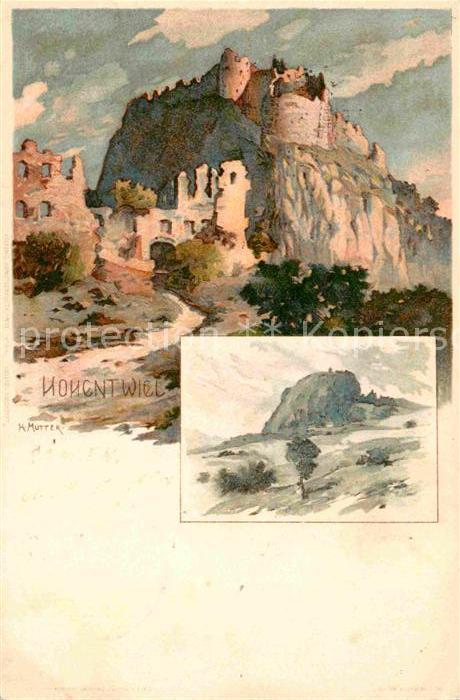 Hohentwiel Burgruine Kuenstlerkarte K. Mutter