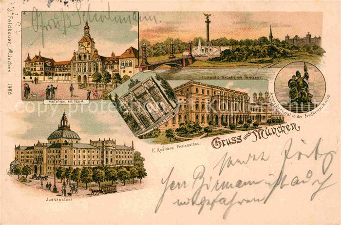 Muenchen Bayern Kgl. Residenz Festsaalbau Luitpold-Bruecke Nationalmuseum