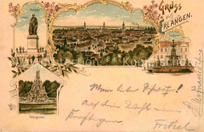 ERLANGEN Bayern Markgrafendenkmal Schlossbrunnen Kunstbrunnen