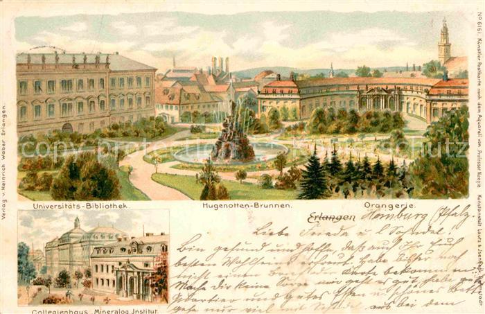 ERLANGEN Bayern Hugenotten-Brunnen Orangerie Collegienhaus