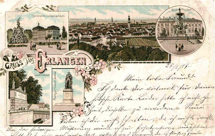 ERLANGEN Bayern Kunstbrunnen Canaldenkmal Unviersitaet-Collegiengebaeude