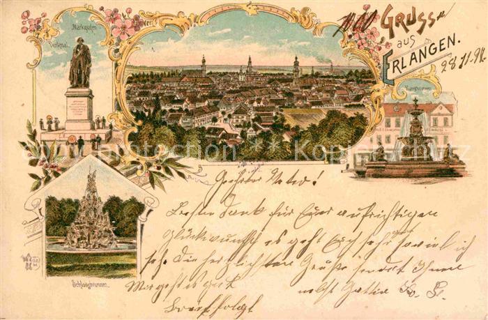 ERLANGEN Bayern Markgrafendenkmal Schlossbrunnen Kunstbrunnen