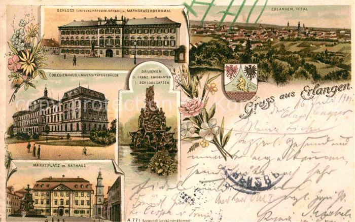 ERLANGEN Bayern Emigrantenbrunnen Schlossgarten Marktplatz Rathaus