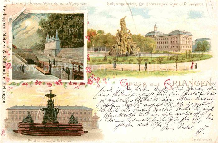 ERLANGEN Bayern Schlossgarten Emigrantenbrunnen Ludwig-Donau-Main-Kanal