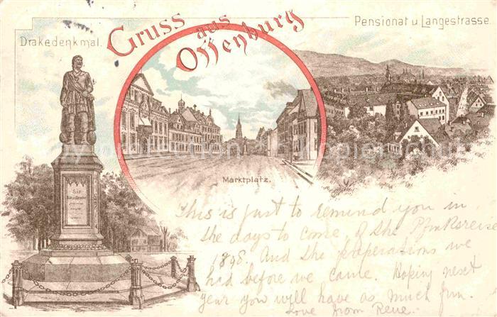 Offenburg Pensionat Langestrasse Drakedenkmal Marktplatz