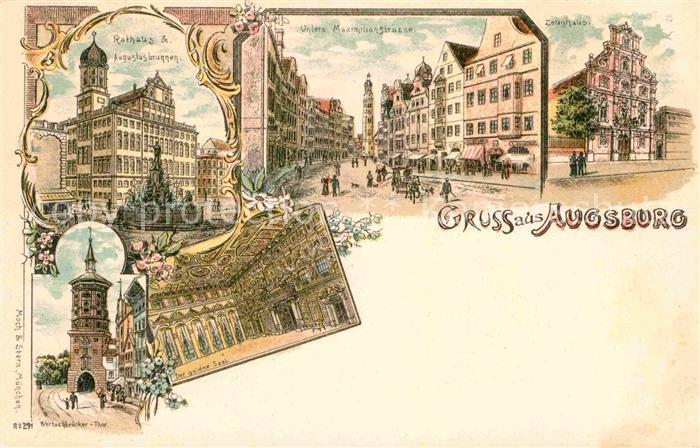 Augsburg Untere Maximilianstrasse Rathaus Augustusbrunnen