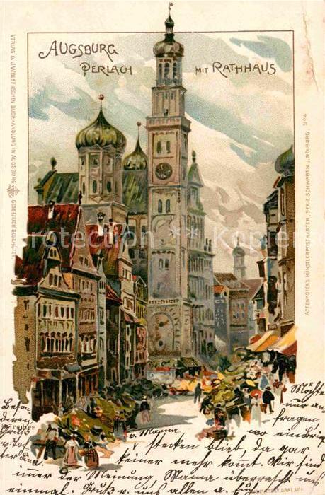 AUGSBURG  CITY Perlach Rathaus Kuenstlerkarte