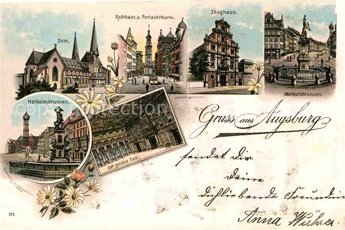 Augsburg Merkursbrunnen Zeughaus Rathaus Dom