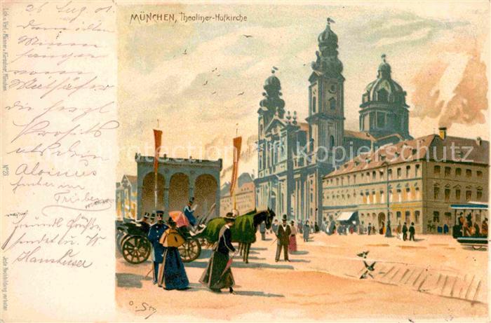 Muenchen Bayern Thealiner-Hofkirche Kuenstlerkarte