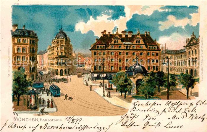 Muenchen Bayern Karlsplatz Kuenstlerkarte