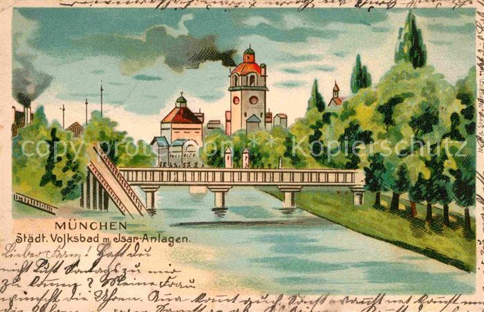 Muenchen Bayern Staedt. Volksbad Isar-Anlagen