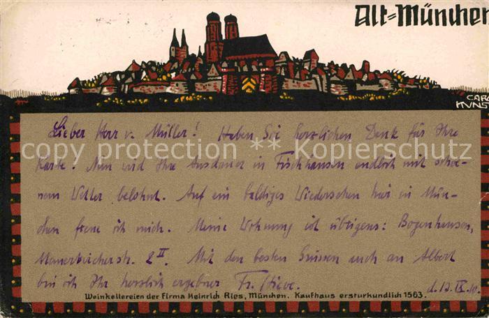 Muenchen Bayern Kuenstlerkarte