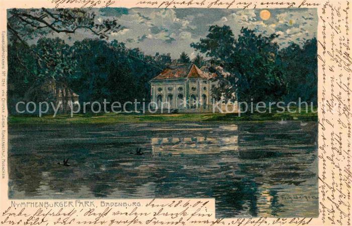 Muenchen Bayern Nymphenburger Park Kuenstlerkarte