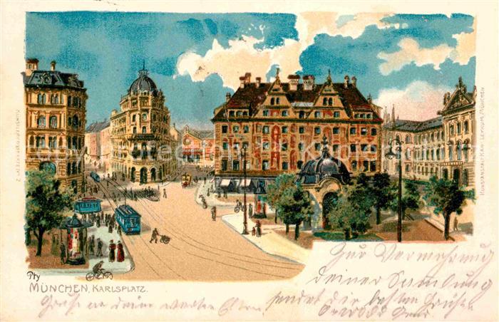 Muenchen Bayern Karlsplatz Kuenstlerkarte