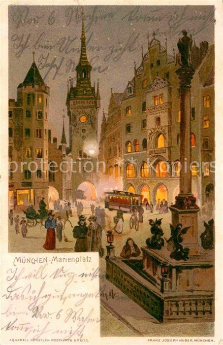 Muenchen Bayern Marienplatz Kuenstlerkarte