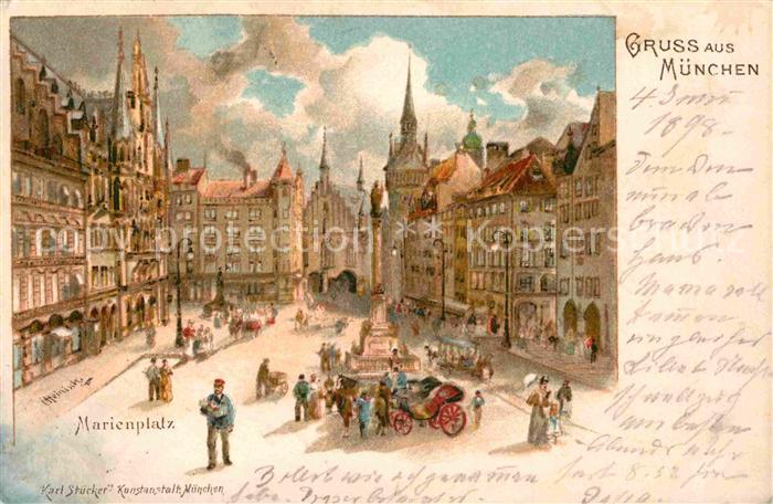 Muenchen Bayern Marienplatz Kuenstlerkarte