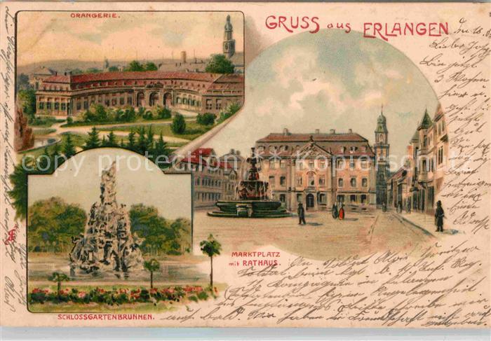 ERLANGEN Bayern Marktplatz Rathaus Schlossgartenbrunnen Orangerie