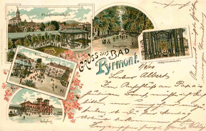 Bad Pyrmont Hauptallee Stahlbrunnenquelle Brunnenplatz Bahnhof