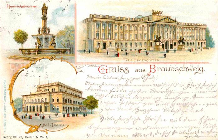 BRAUNSCHWEIG  CITY Residenzschloss Hof-Theater Heinrichsbrunnen