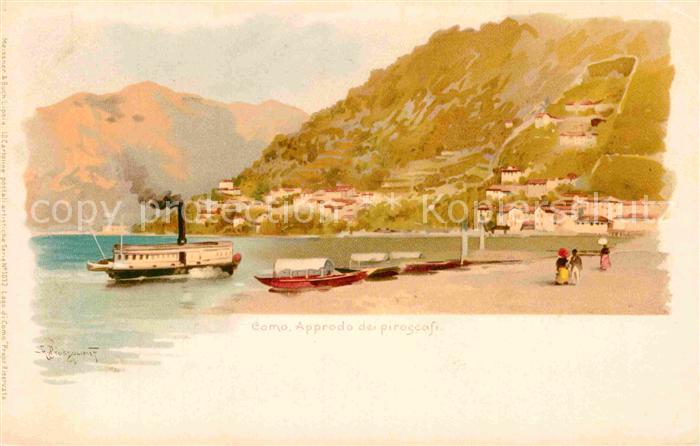 Como Lago di Como Approdo dei piroscafi Kuenstlerkarte