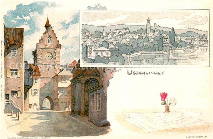 ueberlingen Bodensee Barfussertor Kuenstlerkarte K. Mutter