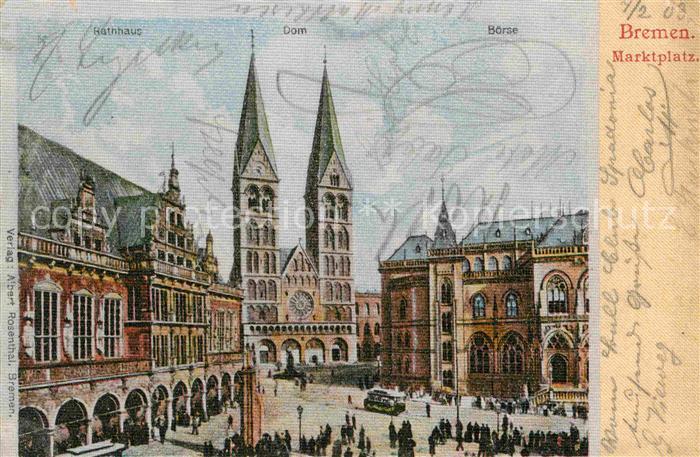 BREMEN  CITY Marktplatz Rathaus Dom Boerse