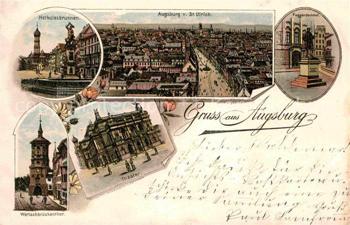 Augsburg HerkulesbrunnenWertachbrueckentor Theater