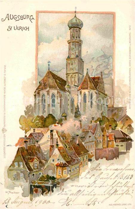 Augsburg St. Ulrich Kuenstlerkarte H. Treiber