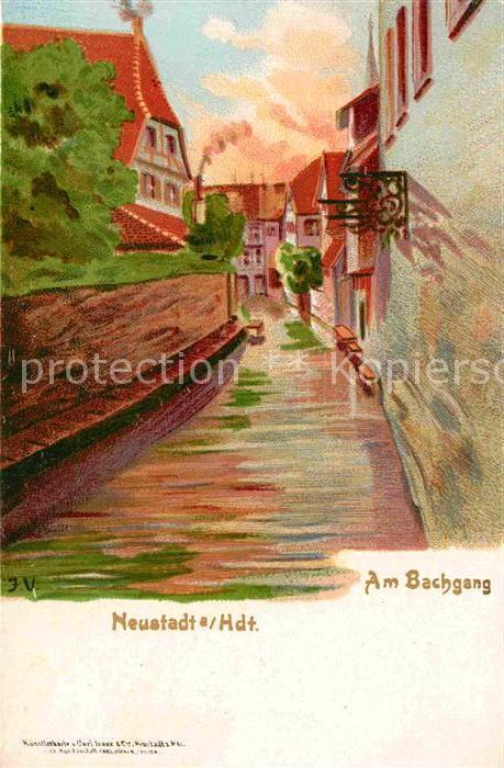 Neustadt Haardt Bachgang Kuenstlerkarte J. V.