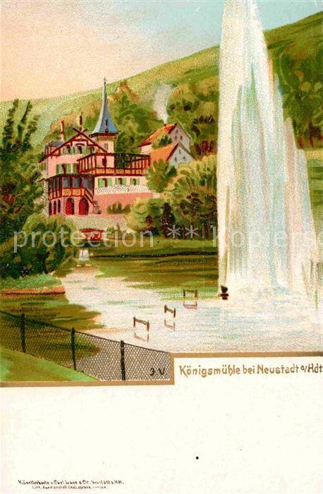 Neustadt Haardt Koenigsmuehle Kuenstlerkarte J. V.