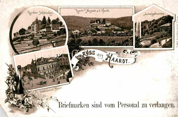 Neustadt Haardt Haardter Schloesschen Ludwigsbrunnen Etablissement Bauer